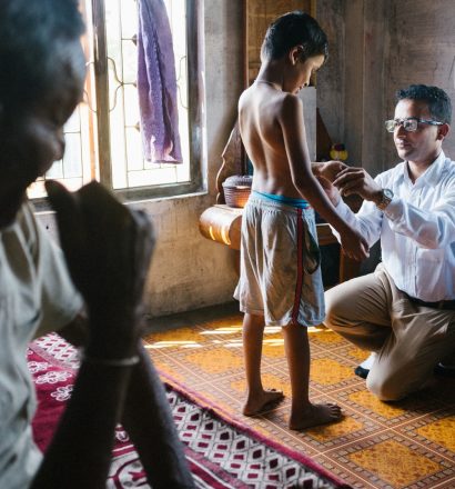 Leprosy doctor checks patient on symptoms of leprosy