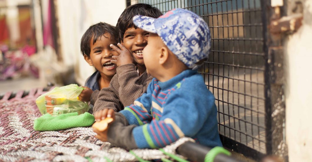 Children living in a leprosy colony in India